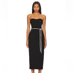 NBD Camille midi dress crystal rope belt strapless cocktail wedding Revolve XS